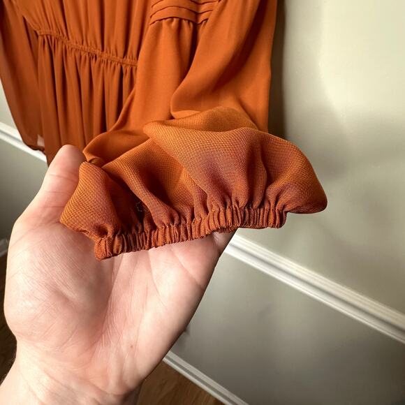 Forever21 Long Sleeve Rust Orange Tiered Maxi Dress - Picture 4 of 6